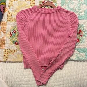 Pink Ribbed Women's Sweater